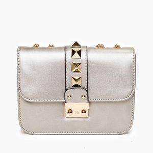 Valentina Silver/Gold Rock Stud Cross-Body Bag